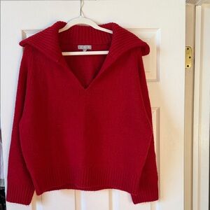 J. Crew V-Neck Sweater in Bold Red